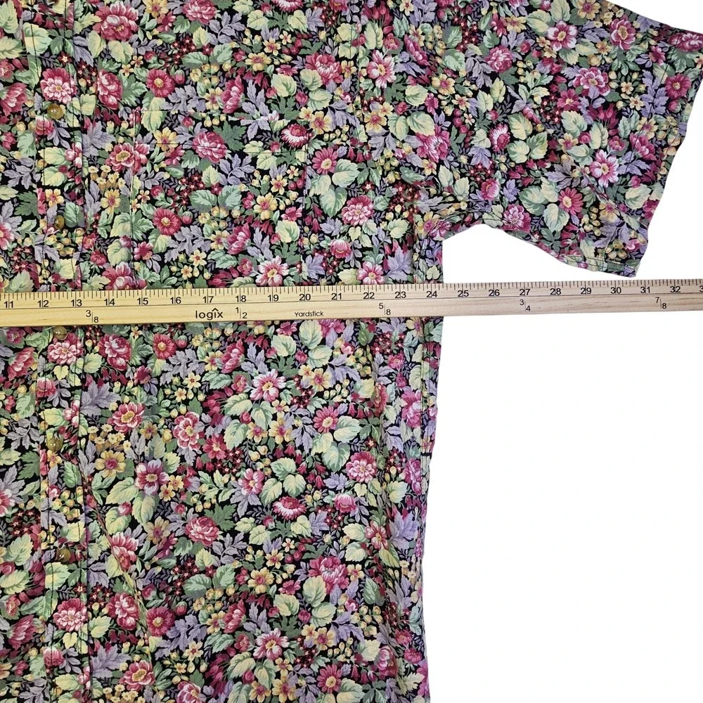 Tango by Max Raab Mens Large Floral Button Down Shirt Vintage Cotton Made in USA - Picture 8 of 11